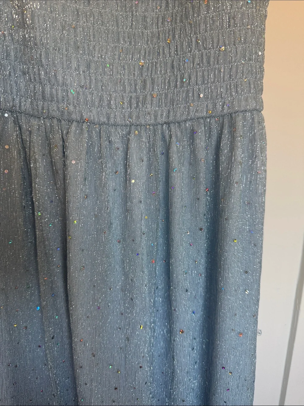 Zunie Light Blue Sparkle Tiered Maxi Dress for Girls